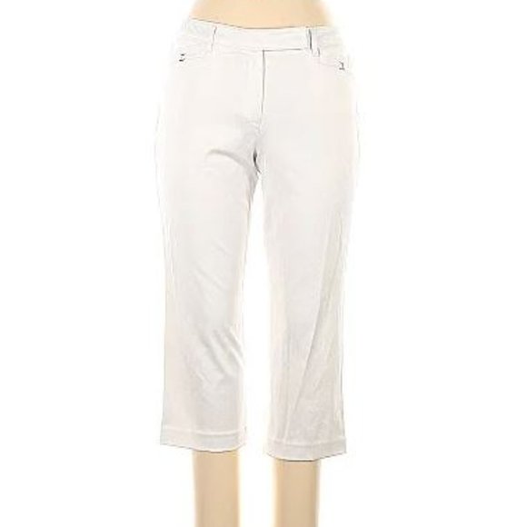 (3 for $30) LAUNDRY by SHELLI SEGAL, White cropped boyfriend style khakis - Picture 5 of 12